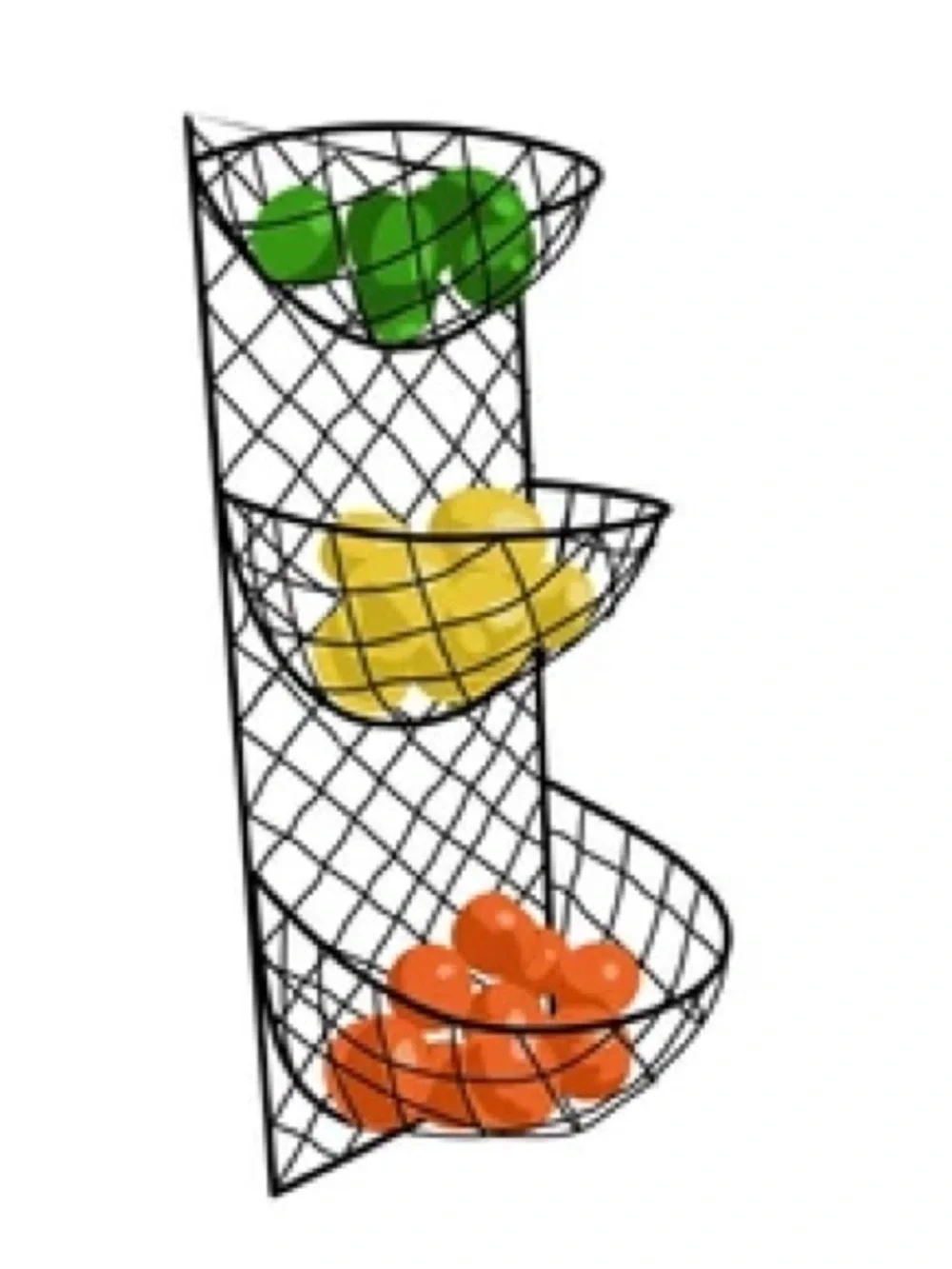 3-Tier Black Wire Wall Fruit Basket - wire basket with by shutterstock